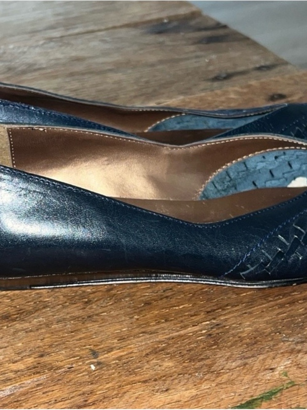 Bandolino Navy Woven Pointed Toe Flats - Picture 2 of 4